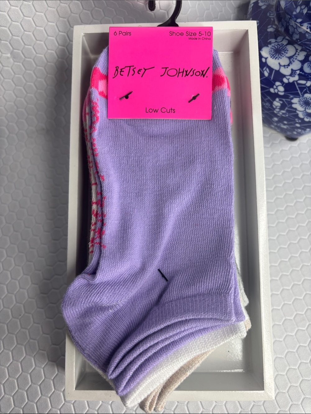 Betsey Johnson 6-Pack Multi Color Low Cut Sock Pack NWT